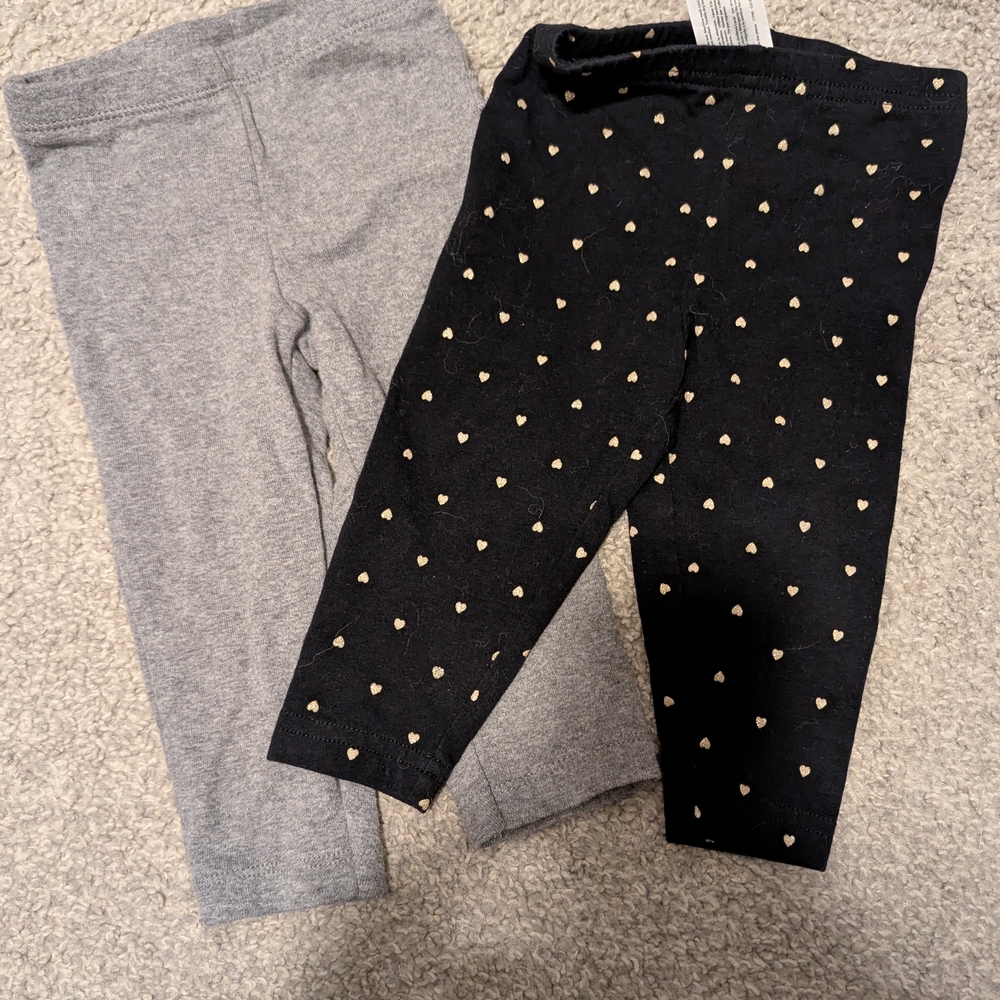 Kids Black and Gray Heart Print Leggings